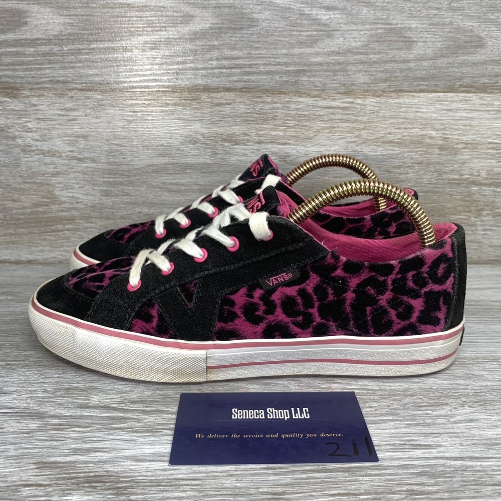 Vans Kids Troy Pink Leopard Lace Up Sneakers VN-0F770K6 Size 5